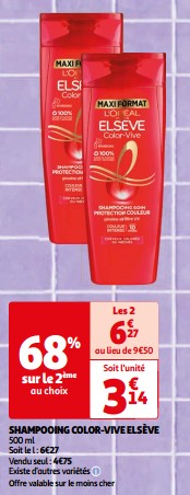 Promoties Shampooing color-vive elsève - L'Oreal Paris - Geldig van 23/04/2024 tot 06/05/2024 bij Auchan