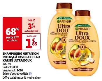 Promotions Shampooing nutrition intense à l`avocat et au karité ultra doux - Garnier - Valide de 23/04/2024 à 06/05/2024 chez Auchan Ronq