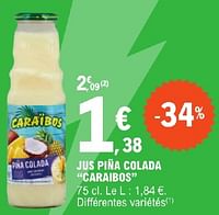 Promotions Jus pina colada caraibos - Caraibos - Valide de 23/04/2024 à 04/05/2024 chez E.Leclerc