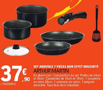 Promotions Set amovible 7 pièces noir effet moucheté - Arthur Martin - Valide de 23/04/2024 à 04/05/2024 chez E.Leclerc
