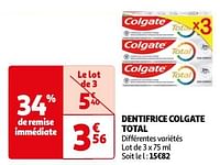 Promotions Dentifrice colgate total - Colgate - Valide de 23/04/2024 à 06/05/2024 chez Auchan Ronq