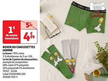 Promoties Boxer ou chaussettes homme - The Simpsons - Geldig van 23/04/2024 tot 06/05/2024 bij Auchan