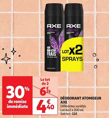 Promoties Déodorant atomiseur axe - Axe - Geldig van 23/04/2024 tot 06/05/2024 bij Auchan