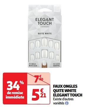 Promotions Faux ongles quite white elegant touch - ElegantTouch - Valide de 23/04/2024 à 06/05/2024 chez Auchan Ronq