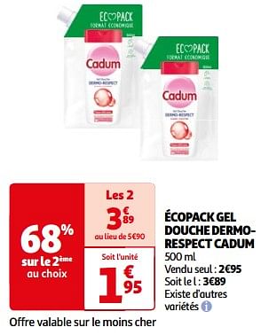 Promotions Écopack gel douche dermorespect cadum - Cadum - Valide de 23/04/2024 à 06/05/2024 chez Auchan Ronq