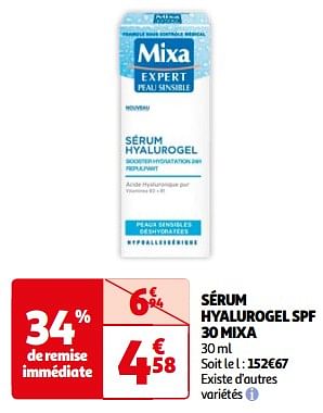 Promotions Sérum hyalurogel spf 30 mixa - Mixa - Valide de 23/04/2024 à 06/05/2024 chez Auchan Ronq