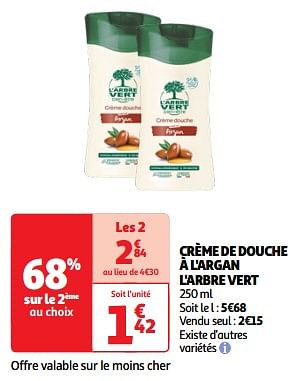 Promotions Crème de douche à l`argan l`arbre vert - L'arbre vert - Valide de 23/04/2024 à 06/05/2024 chez Auchan Ronq