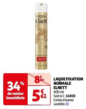 Promotions Laque fixation normale elnett - L'Oreal Paris - Valide de 23/04/2024 à 06/05/2024 chez Auchan Ronq