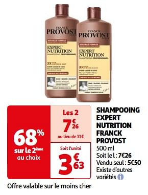 Promotions Shampooing expert nutrition franck provost - Franck Provost - Valide de 23/04/2024 à 06/05/2024 chez Auchan Ronq