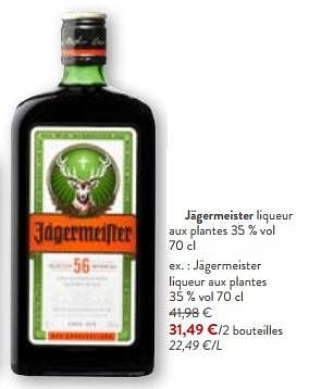 Promoties Jägermeister liqueur aux plantes - Jagermeister - Geldig van 24/04/2024 tot 07/05/2024 bij OKay