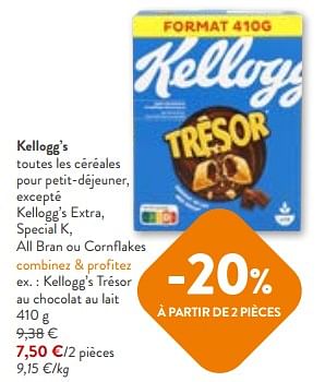 Promoties Kellogg’s trésor au chocolat au lait - Kellogg's - Geldig van 24/04/2024 tot 07/05/2024 bij OKay