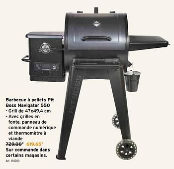 Promoties Barbecue à pellets pit boss navigator 550 - Pit Boss - Geldig van 24/04/2024 tot 30/04/2024 bij Gamma