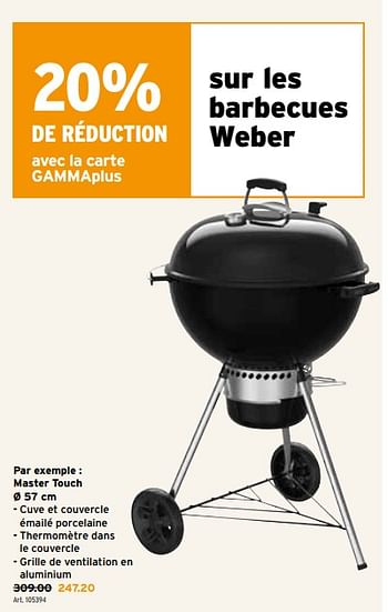 Promoties Barbecues weber master touch - Weber - Geldig van 24/04/2024 tot 30/04/2024 bij Gamma