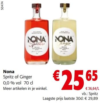 Promotions Nona spritz of ginger - Nona - Valide de 24/04/2024 à 07/05/2024 chez Colruyt