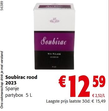 Promotions Soubirac rood 2023 - Vins rouges - Valide de 24/04/2024 à 07/05/2024 chez Colruyt