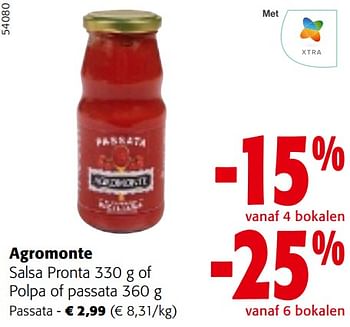 Promoties Agromonte salsa pronta of polpa of passata - Agromonte - Geldig van 24/04/2024 tot 07/05/2024 bij Colruyt
