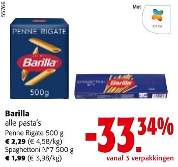 Promoties Barilla alle pasta’s - Barilla - Geldig van 24/04/2024 tot 07/05/2024 bij Colruyt