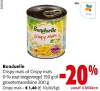 Promoties Bonduelle crispy maïs of crispy maïs 0 % zout toegevoegd of groentemacedoine - Bonduelle - Geldig van 24/04/2024 tot 07/05/2024 bij Colruyt