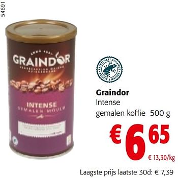 Promotions Graindor intense gemalen koffie - Graindor - Valide de 24/04/2024 à 07/05/2024 chez Colruyt