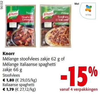 Promotions Knorr mélange stoofvlees zakje of mélange italiaanse spaghetti zakje - Knorr - Valide de 24/04/2024 à 07/05/2024 chez Colruyt