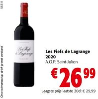 Promoties Les fiefs de lagrange 2020 a.o.p. saint-julien - Rode wijnen - Geldig van 24/04/2024 tot 07/05/2024 bij Colruyt