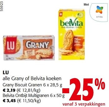 Promoties Lu alle grany of belvita koeken - Lu - Geldig van 24/04/2024 tot 07/05/2024 bij Colruyt