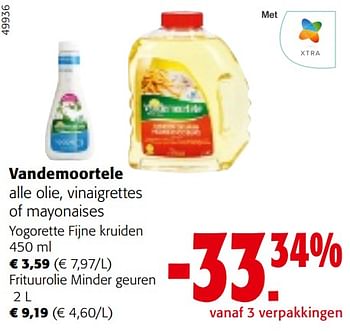 Promotions Vandemoortele alle olie, vinaigrettes of mayonaises - Vandemoortele - Valide de 24/04/2024 à 07/05/2024 chez Colruyt
