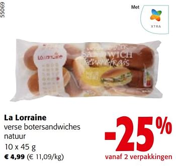 Promotions La lorraine verse botersandwiches natuur - La Lorraine - Valide de 24/04/2024 à 07/05/2024 chez Colruyt