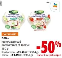 Promoties Délio roomkaasspread komkommer of tomaat - Delio - Geldig van 24/04/2024 tot 07/05/2024 bij Colruyt