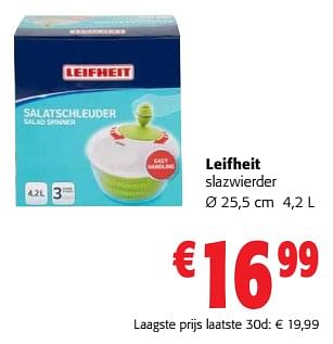 Promoties Leifheit slazwierder - Leifheit - Geldig van 24/04/2024 tot 07/05/2024 bij Colruyt