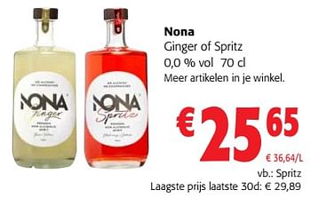 Promotions Nona ginger of spritz - Nona - Valide de 24/04/2024 à 07/05/2024 chez Colruyt