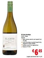 Promoties El coto verdejo d.o.c. rioja - Witte wijnen - Geldig van 24/04/2024 tot 07/05/2024 bij Colruyt