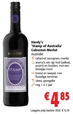 Promotions Hardy’s stamp of australia cabernet-merlot - Vins rouges - Valide de 24/04/2024 à 07/05/2024 chez Colruyt