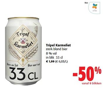 Promotions Tripel karmeliet sterk blond bier - TRipel Karmeliet - Valide de 24/04/2024 à 07/05/2024 chez Colruyt