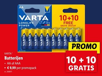 Promotions Batterijen - Varta - Valide de 02/05/2024 à 07/05/2024 chez Lidl