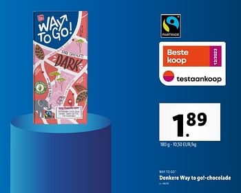Promotions Donkere way to go!-chocolade - Way To Go - Valide de 02/05/2024 à 07/05/2024 chez Lidl