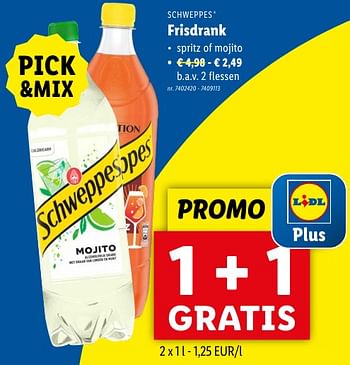 Promotions Frisdrank - Schweppes - Valide de 02/05/2024 à 07/05/2024 chez Lidl