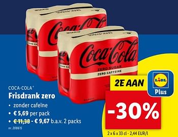 Promotions Frisdrank zero - Coca Cola - Valide de 02/05/2024 à 07/05/2024 chez Lidl