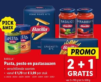 Promotions Pasta, pesto en pastasauzen - Barilla - Valide de 02/05/2024 à 07/05/2024 chez Lidl