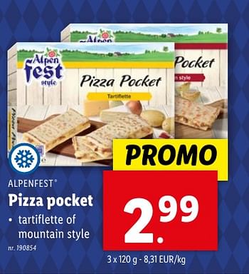 Promotions Pizza pocket - Alpen Fest - Valide de 02/05/2024 à 07/05/2024 chez Lidl