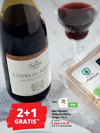 Promoties Nos terroirs côtes du rhône rouge - Rode wijnen - Geldig van 25/04/2024 tot 08/05/2024 bij Spar (Colruytgroup)