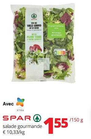 Promotions Salade gourmande - Spar - Valide de 25/04/2024 à 08/05/2024 chez Spar (Colruytgroup)