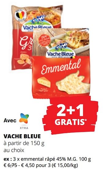 Promoties Emmental râpé - Vache bleue - Geldig van 25/04/2024 tot 08/05/2024 bij Spar (Colruytgroup)