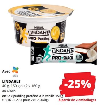 Promoties Lindahls pudding protéiné à la vanille - Nestlé - Geldig van 25/04/2024 tot 08/05/2024 bij Spar (Colruytgroup)