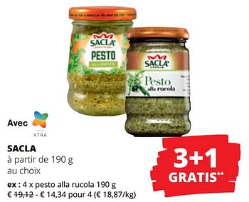 Promoties Pesto alla rucola - Sacla - Geldig van 25/04/2024 tot 08/05/2024 bij Spar (Colruytgroup)