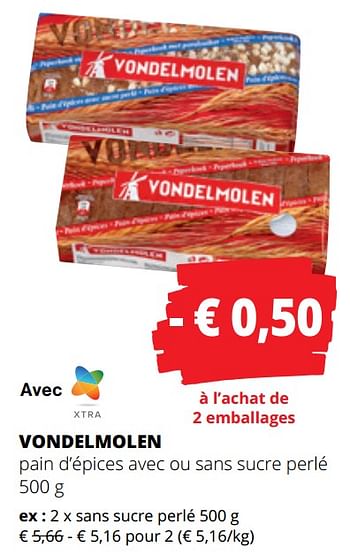 Promotions Sans sucre perlé - Vondelmolen - Valide de 25/04/2024 à 08/05/2024 chez Spar (Colruytgroup)