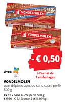 Promotions Sans sucre perlé - Vondelmolen - Valide de 25/04/2024 à 08/05/2024 chez Spar (Colruytgroup)