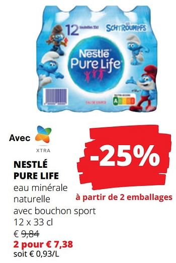 Promoties Nestlé pure life eau minérale naturelle avec bouchon sport - Nestlé - Geldig van 25/04/2024 tot 08/05/2024 bij Spar (Colruytgroup)