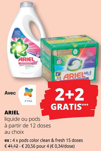 Promoties Pods color clean + fresh - Ariel - Geldig van 25/04/2024 tot 08/05/2024 bij Spar (Colruytgroup)