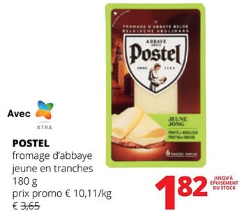 Promoties Postel fromage d’abbaye jeune en tranches - Postel - Geldig van 25/04/2024 tot 08/05/2024 bij Spar (Colruytgroup)